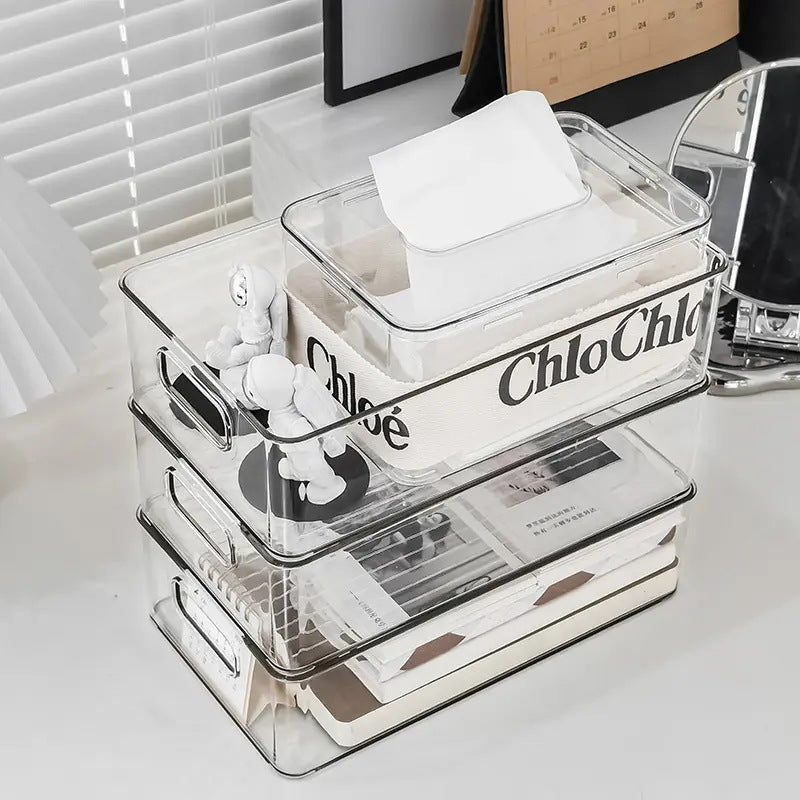 Desktop Storage Box Dormitory Cosmetics Transparent Basket Acrylic Drawer Mask Organizer Box Snack Sundry Storage Rack