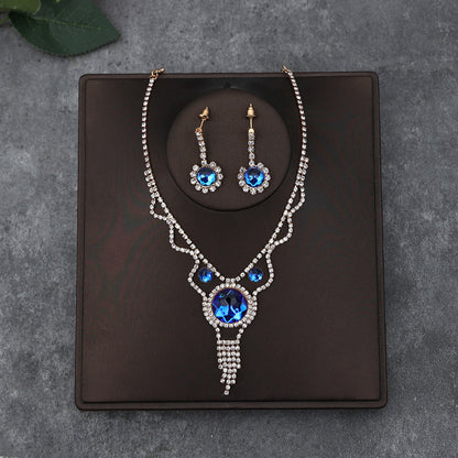 Korean Bride Necklace Earrings Two-piece Decorations Wedding Yarn Wedding Jewelry Wedding Accessories Dance Studio