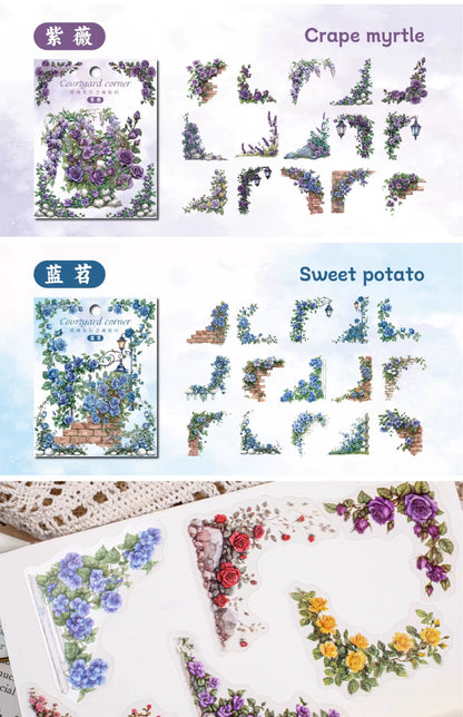 Carefully Selected Retrostory Corner Stickers Ins Style Flower Collage DIY Border Handbook Landscaping Decoration Material Stickers