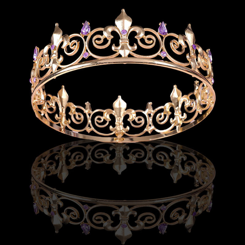 Halloween Stage Opera Performance Unisex Men Golden King Crown Headwear Adult Birthday Crown