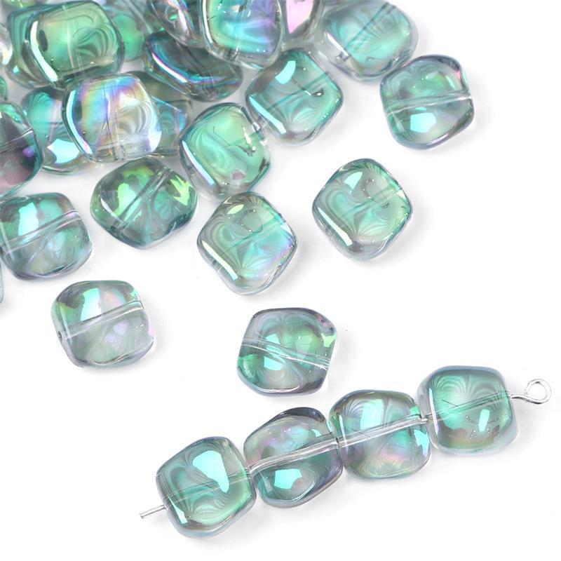 Glass color-plated oblique crystal beads antique diy handmade hairpin necklace material accessories cross-border a generation of hair
