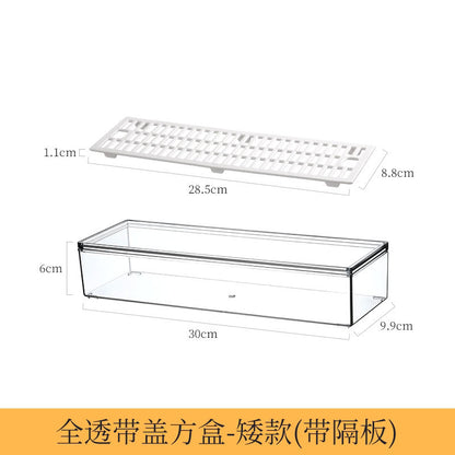 Desktop Storage Box with Lid Flip-Top Rectangular Transparent Acrylic Storage Box Kitchen Cosmetics Sundry Work Station