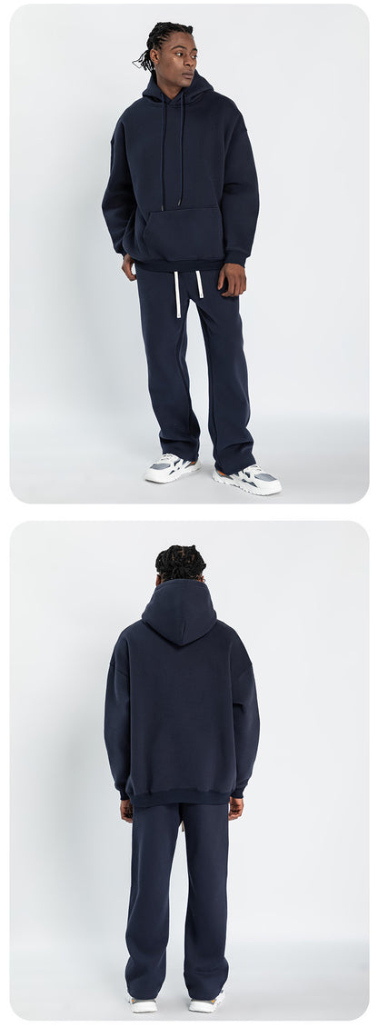 Cai Xiang Island Men's Clothing | Autumn and Winter Cross-Border American-Style Fleece Hoodie Men's Street Fashion Hooded Sweatshirt with Drawstring