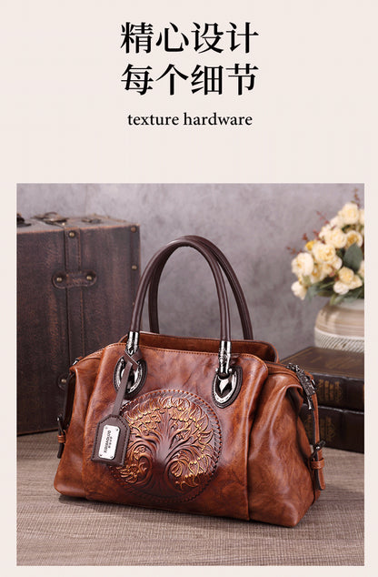 2025 New Chinese Style Retro European and American Style Bag Fashion Embossed Gradient Color Hand-Held Crossbody Pillow Women's Bag