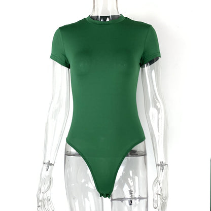 2025 summer new casual women's clothing Europe and the United States cross-border short sleeve jumpsuit foreign trade tight jumpsuit bodysuit