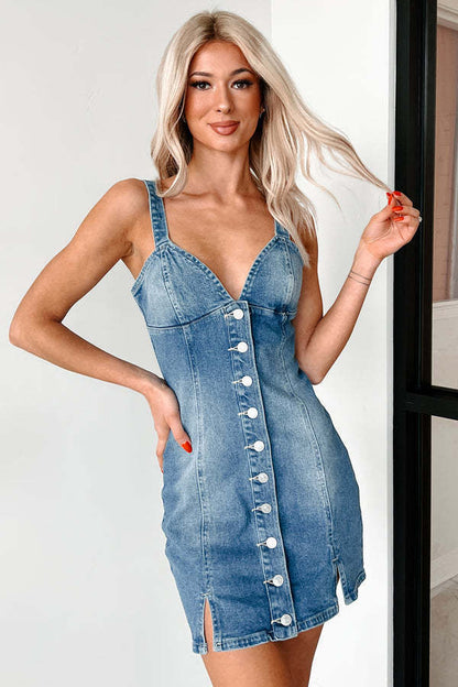 2025 Summer New European and American Cross-border Women's Buckle Decorations Long Denim Sling Fashion dress in stock
