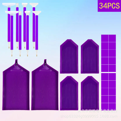 DIY new diamond painting tools suit purple drill pen mastic drill disc multi-functional open disc tool