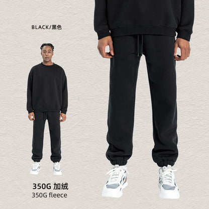 Cai Xiang Island Men's Clothing | Autumn and Winter 350g Dopamine Fleece Oversized Loose Trendy Brand Men's Sweatshirt and Pants Set