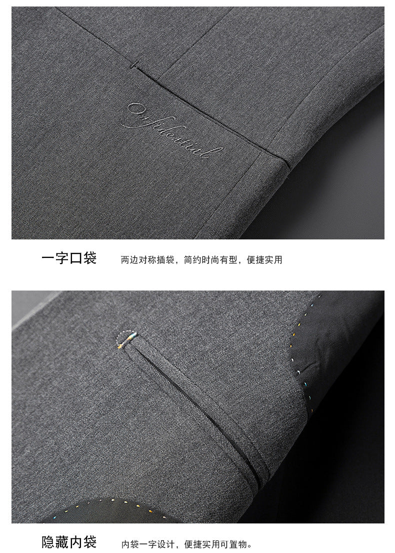 A 1.45kg Piece Set of Spring & Fall Casual Small Suit Jacket Men's Korean Style Slim Gray Formal Full Suit Suit