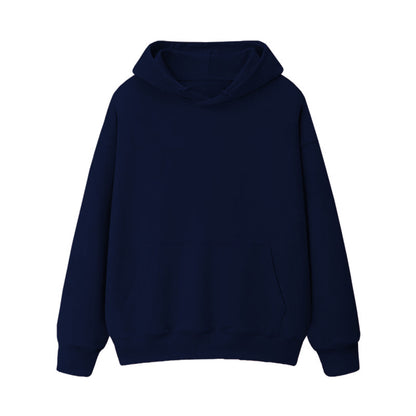 Fleece-lined thick loose hooded sweater women's autumn and winter warm top student couple wear solid color coat foreign trade women's clothing