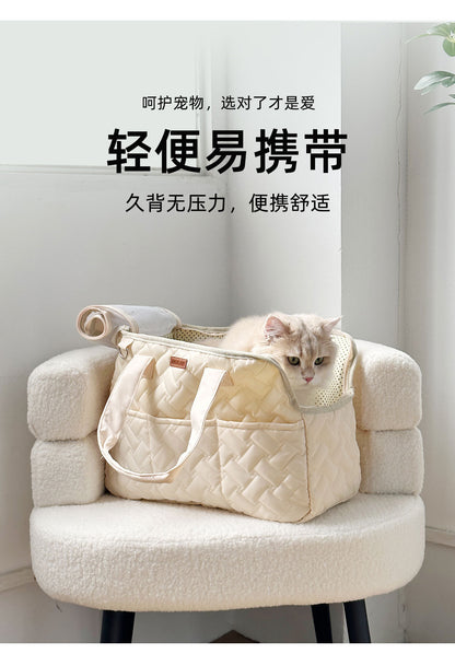 Cat Bag Outgoing Portable Breathable Shoulder Breathable Small Dog Bag Portable Lightweight Canvas Cat Pet Crossbody Backpack