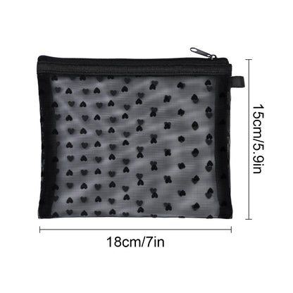 Bei Lian small size mesh cosmetic bag portable flocking cosmetic storage bag love fashion lipstick storage bag wholesale