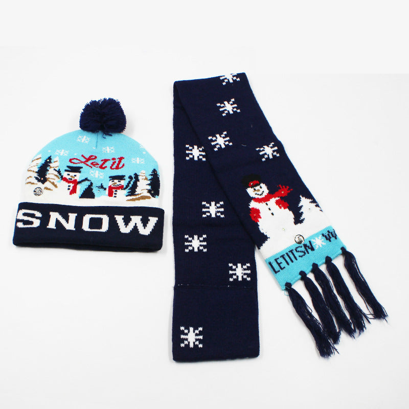 Korean Internet Celebrity Style Snowflake Christmas Hat, Warm and Cold-Proof Women's Knitted Hat with Pom-Pom, Ear-Protecting Yarn Hat, Light Luxury Style