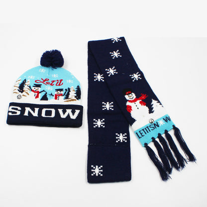 Korean Internet Celebrity Style Snowflake Christmas Hat, Warm and Cold-Proof Women's Knitted Hat with Pom-Pom, Ear-Protecting Yarn Hat, Light Luxury Style