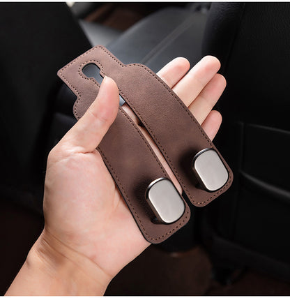 Car rear seat storage small hook turned leather zinc alloy ABS car double hook