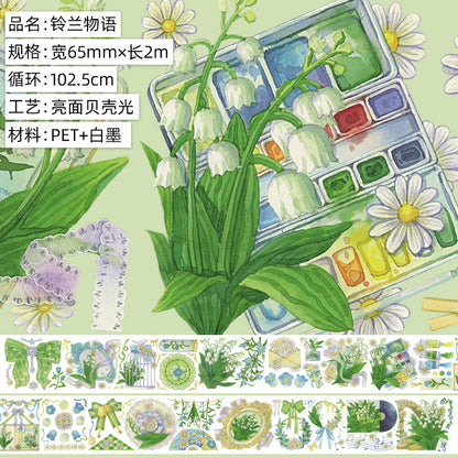 New pet Journal tape flower special material autumn letter simple full roll material shell optical flow hemp Journal tape