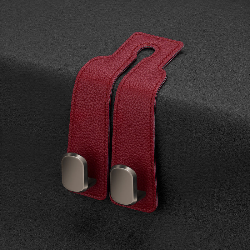 Car rear seat storage small hook turned leather zinc alloy ABS car double hook