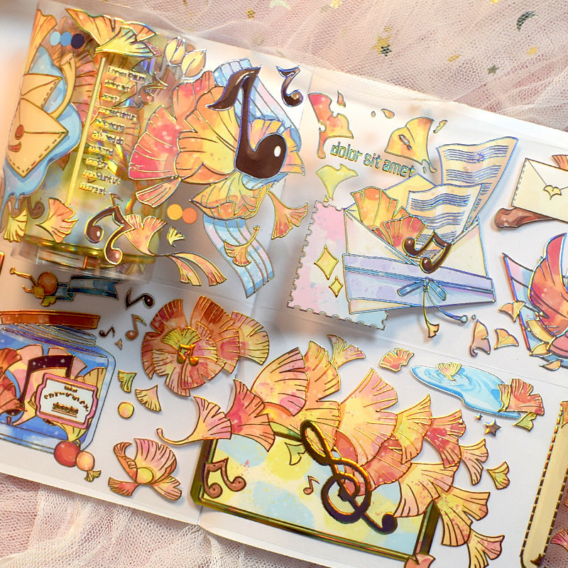 New pet Journal tape flower special material autumn letter simple full roll material shell optical flow hemp Journal tape