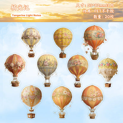 Cross-Border Retro Story Clear Sky Series Hot Air Balloon Background Decoration 20 Pet Retro Handbook Base Stickers