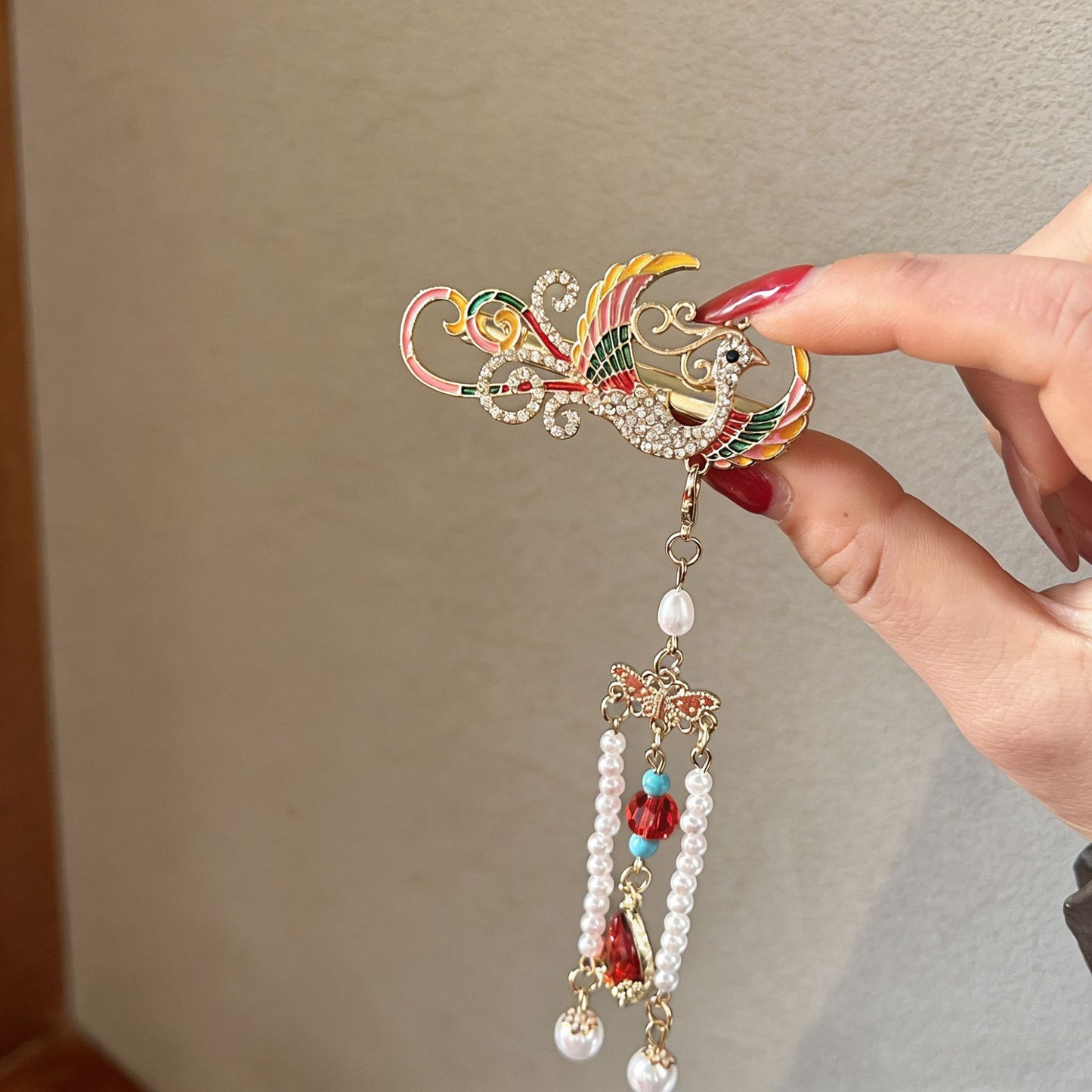 Antique Style Burned Blue Cloud Pearl Hairpin New Chinese Tassel Side Clip Advanced Sense Clip Hair Accessories Headwear Hair Clip