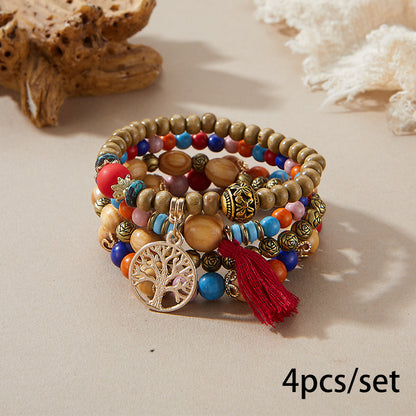 European and American Cross-Border Hot-Selling New Bohemian Bracelets Creative Tassel Multi-Layer Beaded Bracelets Fashion Jewelry