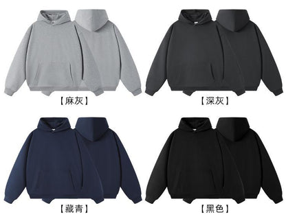 New Style Couple's Loose-Fitting Round-Neck Hooded Sweatshirt, Long-Sleeved Sweatshirt, Heavyweight Pure Cotton 400g Hoodie with Printed Logo