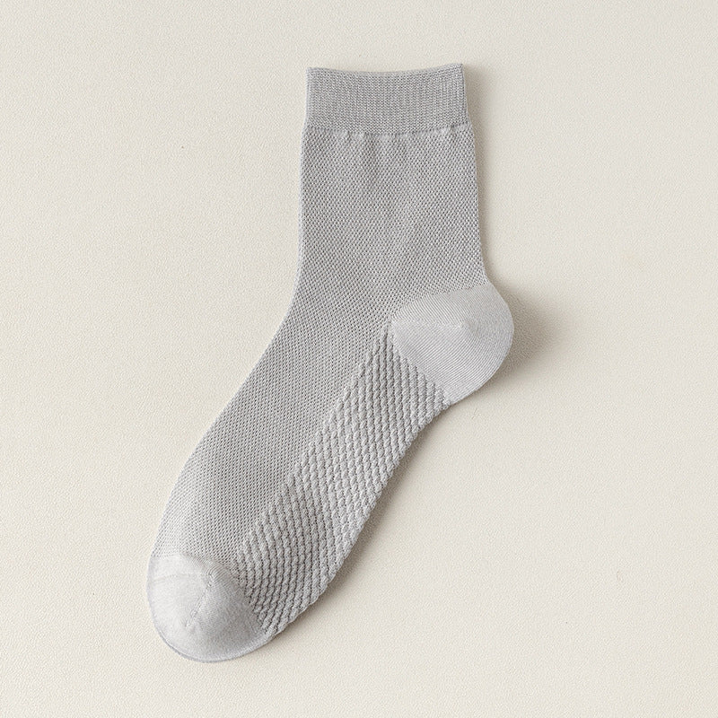Zhuji socks men's mid-tube socks summer ultra-thin deodorant summer business spring and summer mesh stockings breathable sweat absorption