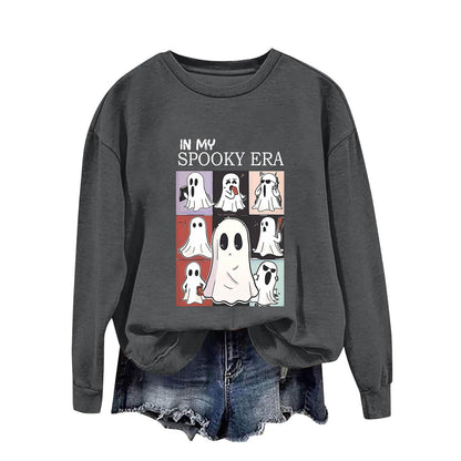 Women Sweatshirtss Halloween Cute Ghost Pattern Long Sleeve Sweater Horror Fall Pullover Tops