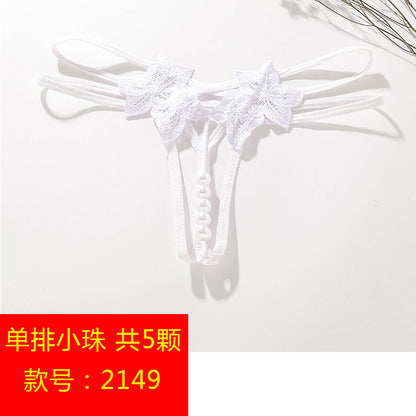 Plus size sexy thong online celebrity sexy transparent oversized double row bead massage transparent temptation open-end free off underwear
