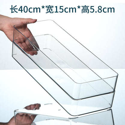 Desktop Storage Box Drawer Built-in Partition Transparent Acrylic Narrow Long Rectangular Cosmetic Workstation Kitchen