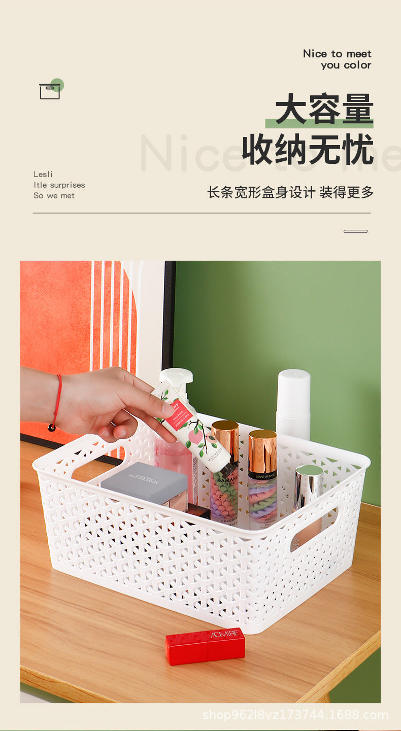 Storage Basket Simple Office Supplies Plastic Storage Basket Desktop Sundries Storage Frame Living Room Study Snack Organize Basket