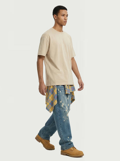 Dan Baoni | Summer Cool Sense Sunscreen Solid Color Advanced Sense Ice Silk Men's T-Shirt Loose Round Neck Shoulder Short Sleeve Customization