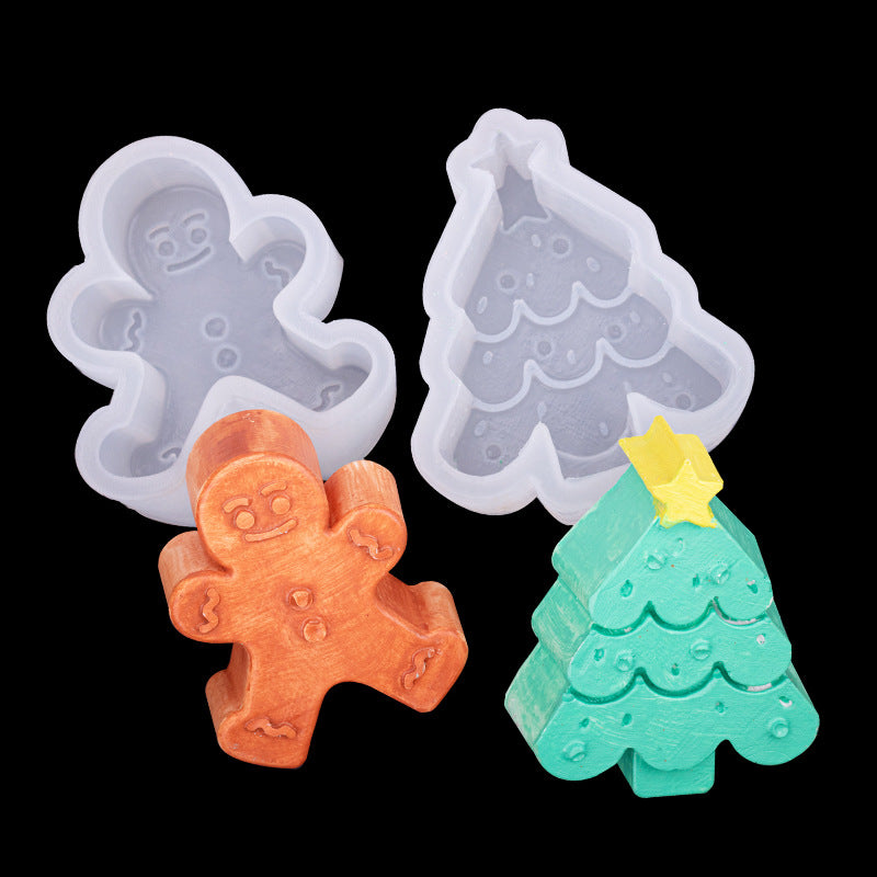 Christmas series 3D 3D gingerbread man Christmas tree silicone mold fondant cake decoration chocolate mold