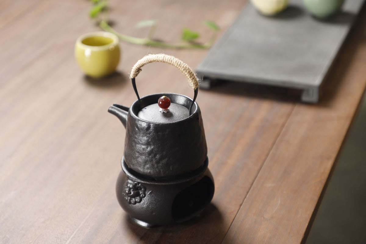 Yuerui New Rustic Pottery Constant Temperature Alcohol Tea Brewing Pot Set with Handle, Balcony Tea Brewing Stove Complete Set Wholesale Pottery