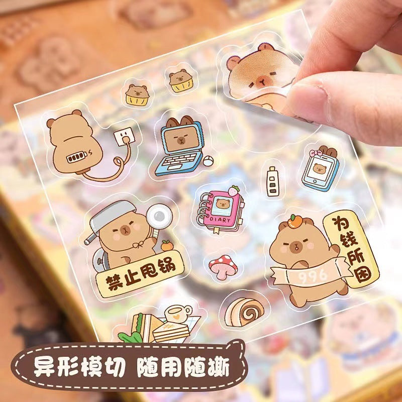 Kapibara Planner Stickers Cartoon Capybara Pet Student DIY Stickers Waterproof Water Bottle Phone Case Adhesive Laser