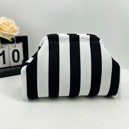 Cross-Border Dropshipping Knitted Bag Striped Clutch Bag for Women Fly-Knit Cloud Versatile Stylish Portable Makeup Bag Large Capacity