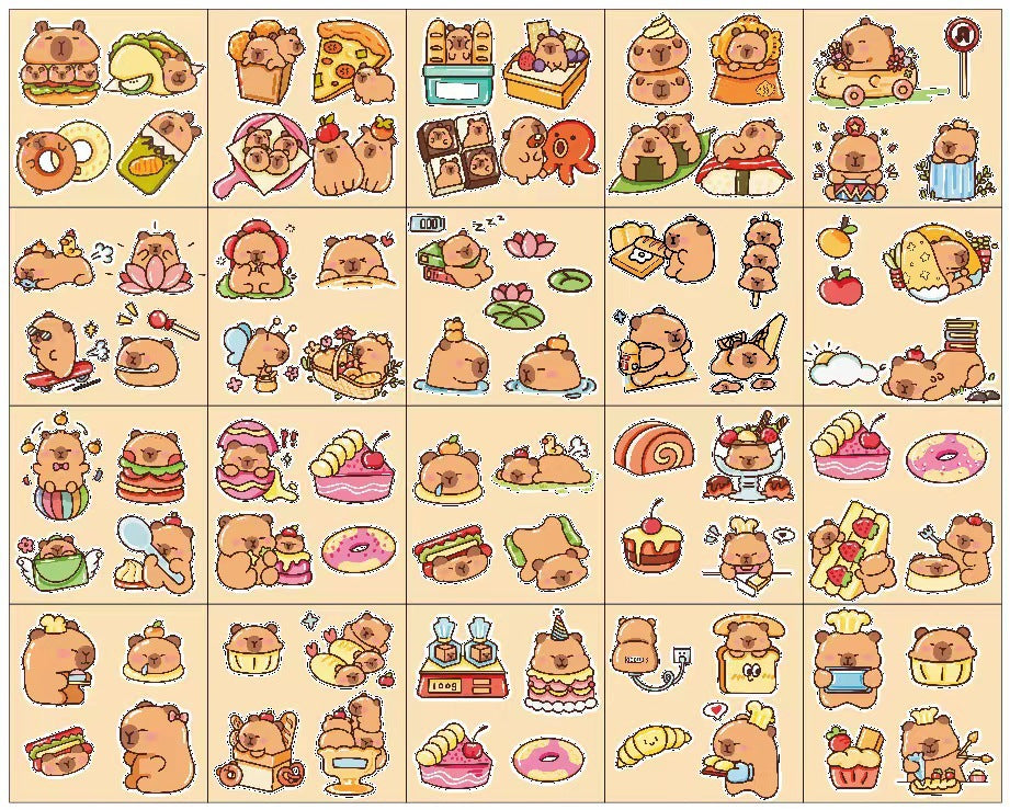 Kapibara Planner Stickers Cartoon Capybara Pet Student DIY Stickers Waterproof Water Bottle Phone Case Adhesive Laser
