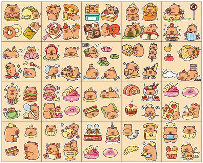 Kapibara Planner Stickers Cartoon Capybara Pet Student DIY Stickers Waterproof Water Bottle Phone Case Adhesive Laser