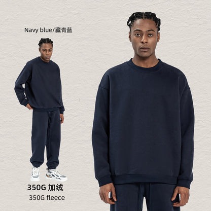 Cai Xiang Island Men's Clothing | Autumn and Winter 350g Dopamine Fleece Oversized Loose Trendy Brand Men's Sweatshirt and Pants Set