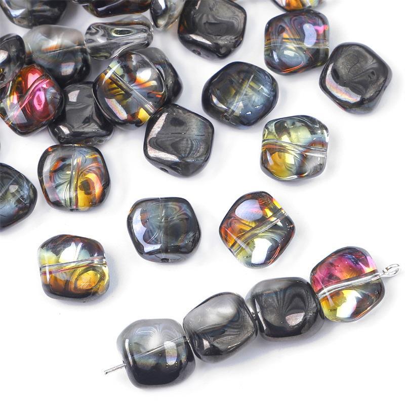 Glass color-plated oblique crystal beads antique diy handmade hairpin necklace material accessories cross-border a generation of hair