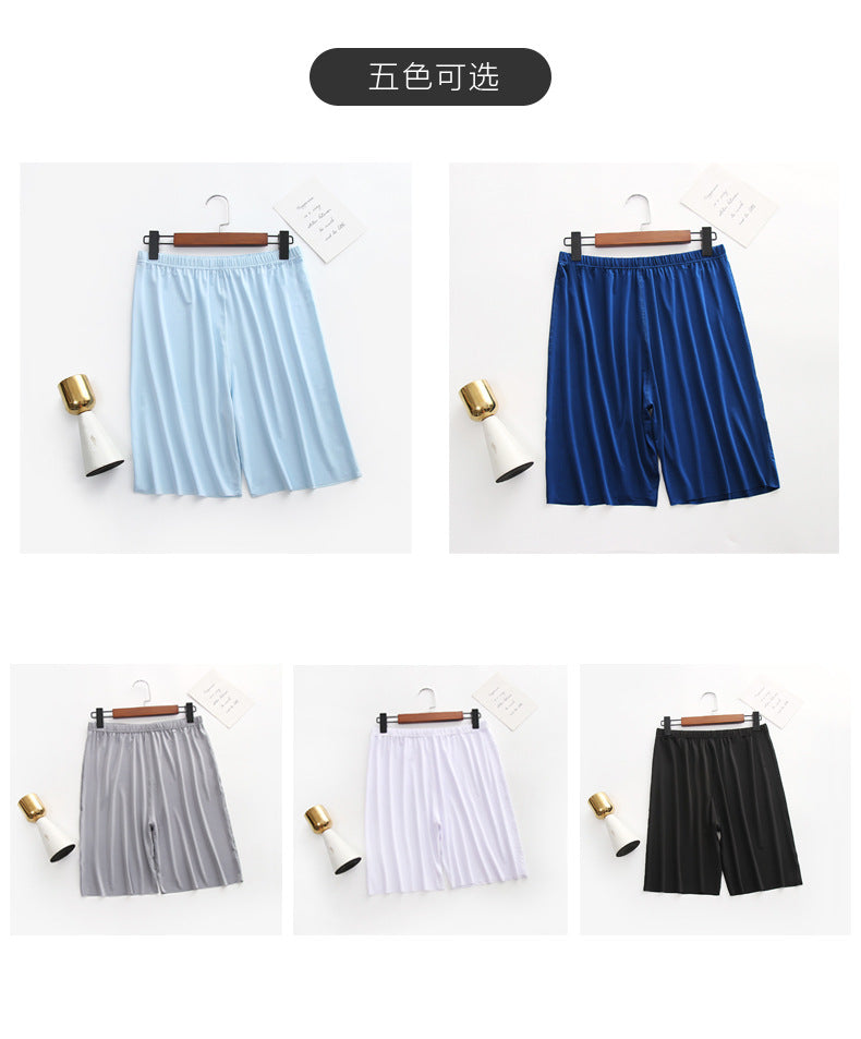Ice Silk Pajamas Men's Summer Home Shorts Ultra-Thin Breathable Silk Home Pants Large Size Five-Point Pants Can Be Worn Outside