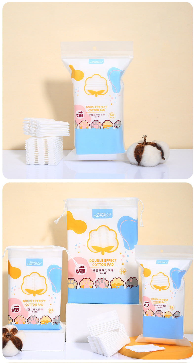 Lmltop New 222-Piece Sandwich Makeup Remover Cotton Cartoon Cat Claw Double-Sided Thickeneded Makeup Cotton Stretch Cotton Wet Compress Cotton