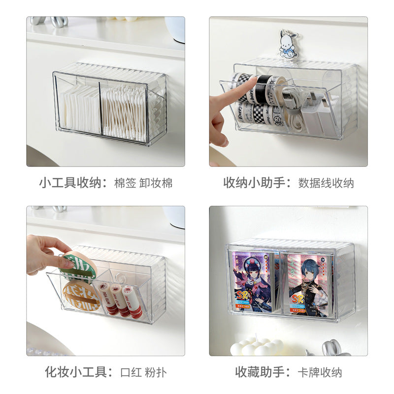 Bathroom Makeup Cotton Wall-Mounted Storage Box Bathroom Cotton Swab Stick Makeup Remover Cotton Dormitory Hair Accessories Storage Rack