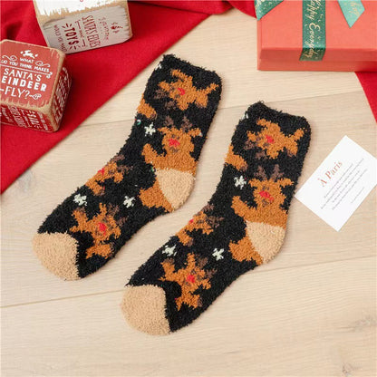 Coral fleece Christmas socks autumn and winter thick tube socks New Year gift socks cartoon Christmas socks cross-border wholesale