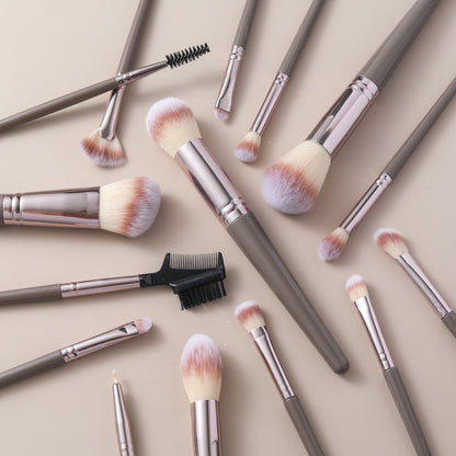 Cross-Border Amazon Same-Style Makeup Brushes for Beginners, 15-Piece Champagne Color Brush Set, Highlighter Brush, Beauty Makeup Supplies