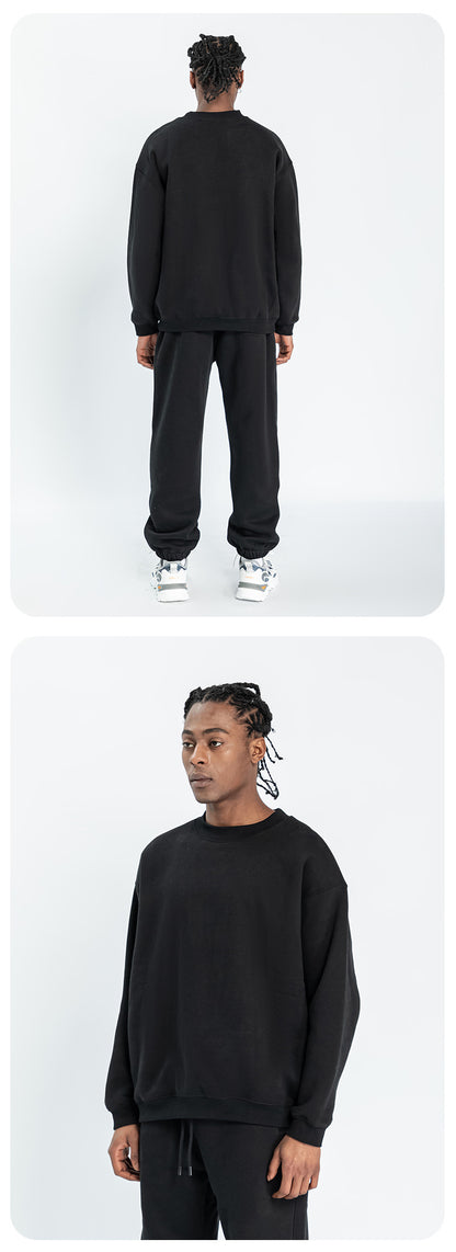 Cai Xiang Island Men's Clothing | Autumn and Winter 350g Dopamine Fleece Oversized Loose Trendy Brand Men's Sweatshirt and Pants Set