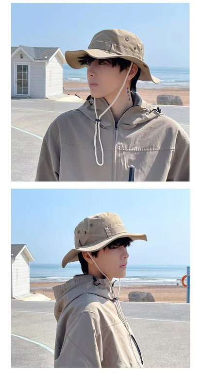 All-Match Western Denim Hat Men's and Women's Outdoor Mountaineering Summer Sun Hat Fishing Sunscreen Fisherman Hat Camping Breathable
