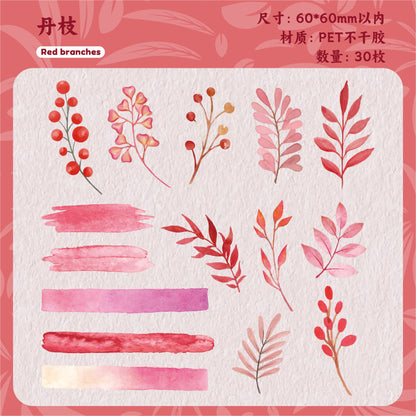 Retrostory Qingxu Series Pet Stickers with Branches and Leaves Growth Theme 30 Pieces into 6 Creative Handbook Decoration Stickers