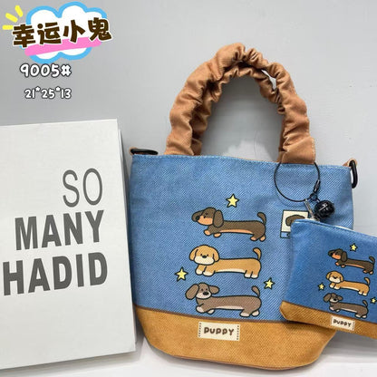 In-Stock New Small Cloth Bag Ins Cute Cartoon Women's Summer Cloth Bag Handbag Casual Tote Bag Upgrade