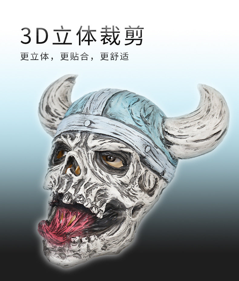 Halloween Ugly Latex Skull Set Mask New Viking Helmet Ghost Dress-up Ball Decorative Props